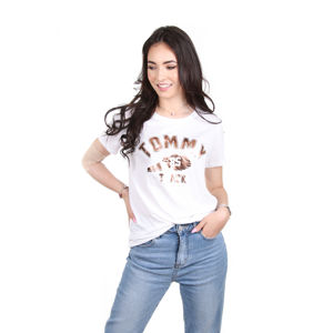 Tommy Jeans dámské bílé tričko Track - L (YA2)